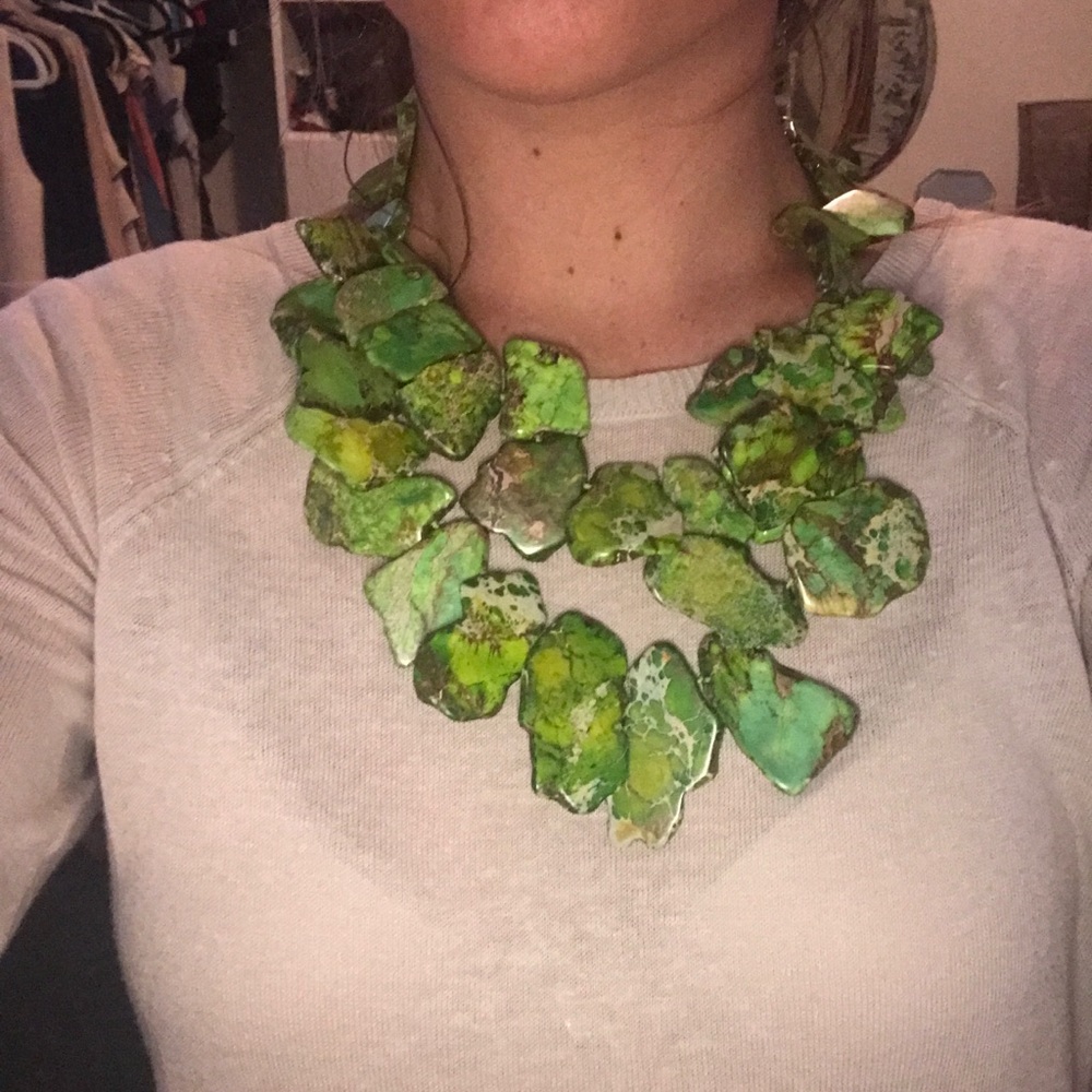 Emerald green stone necklace